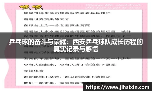 乒乓球的奋斗与荣耀：西安乒乓球队成长历程的真实记录与感悟